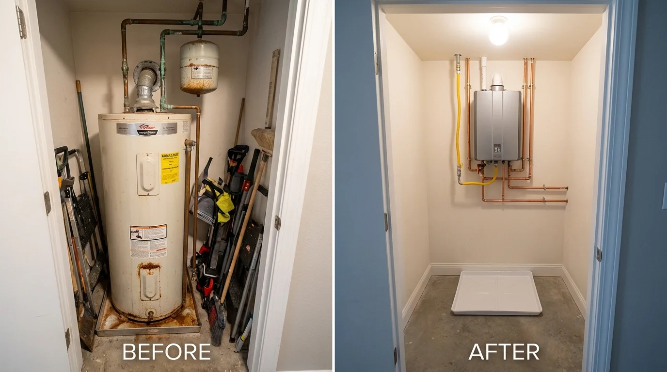 Tank water heater versus wall-mounted tankless unit comparison for Shiloh, OH homeowners